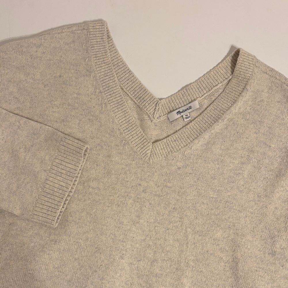 Ivory Knit V-Neck Sweater - XS